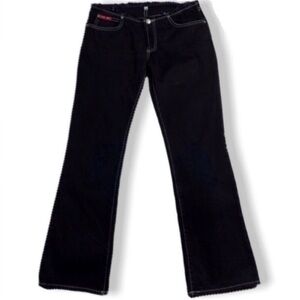 Y2K Vtg HARD TAIL Black Flare Wide Leg Jeans Size 30
